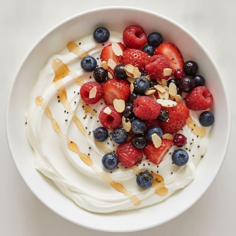 Creamy Greek Yogurt Protein Bowl with Mixed Berries and Almonds
