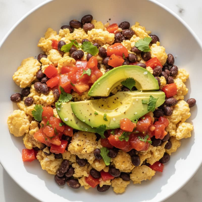 Protein-Packed Avocado and Black Bean Scramble