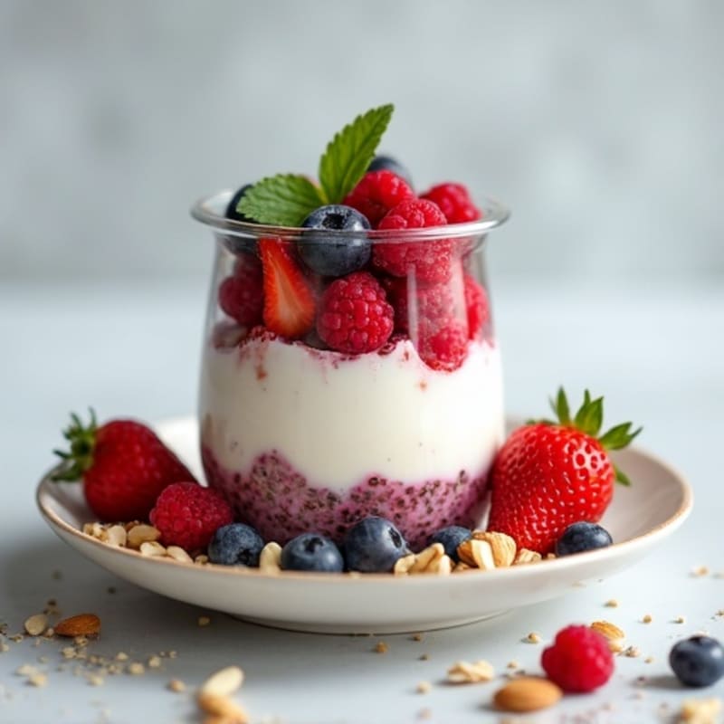 Greek Yogurt Protein Parfait with Mixed Berries