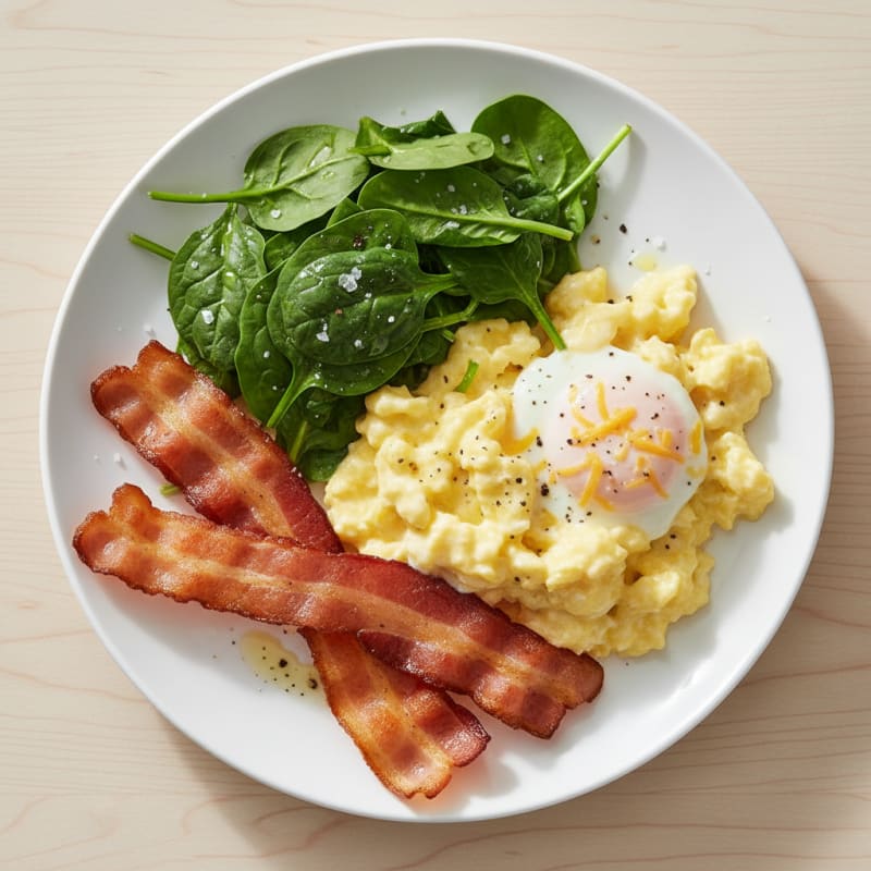 Creamy Scrambled Eggs with Crispy Bacon