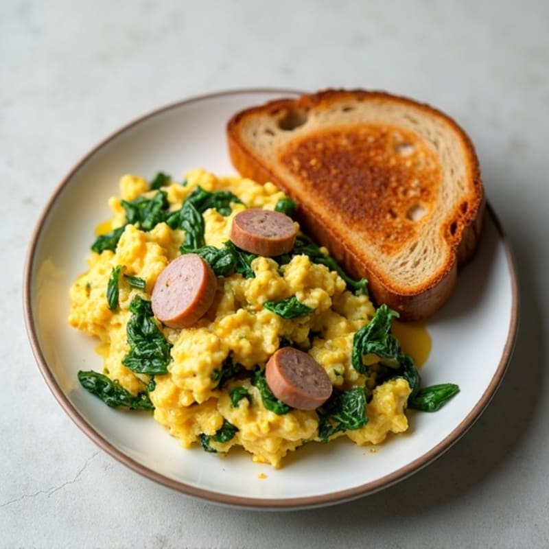 Egg White Scramble with Spinach and Turkey Sausage