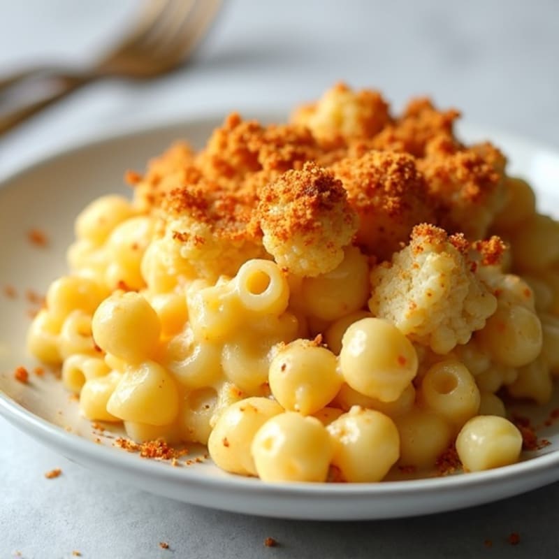 Baked Cauliflower Mac with Crispy Chickpea Crumbs