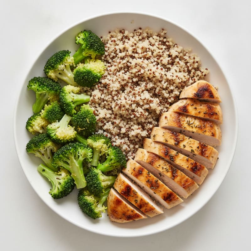 Grilled Chicken Breast with Quinoa and Steamed Broccoli