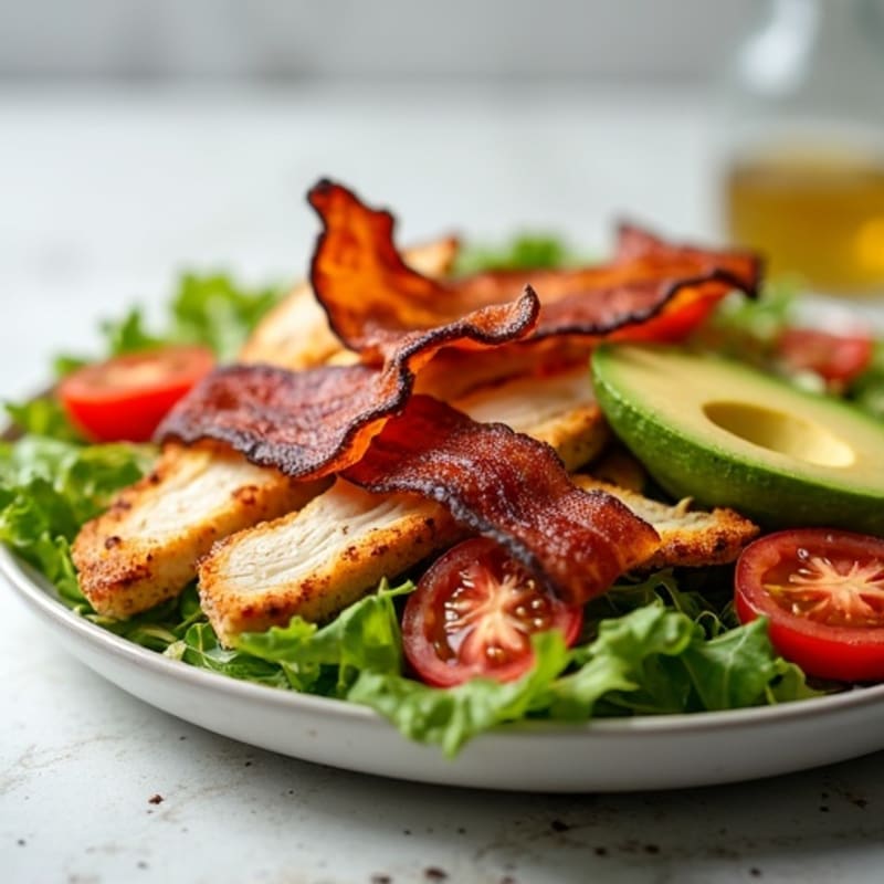 Crispy Bacon and Lean Chicken BLT Salad with Creamy Avocado