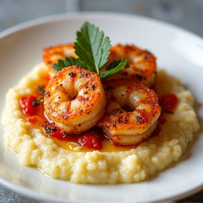 Spicy Blackened Shrimp with Creamy Cauliflower Grits