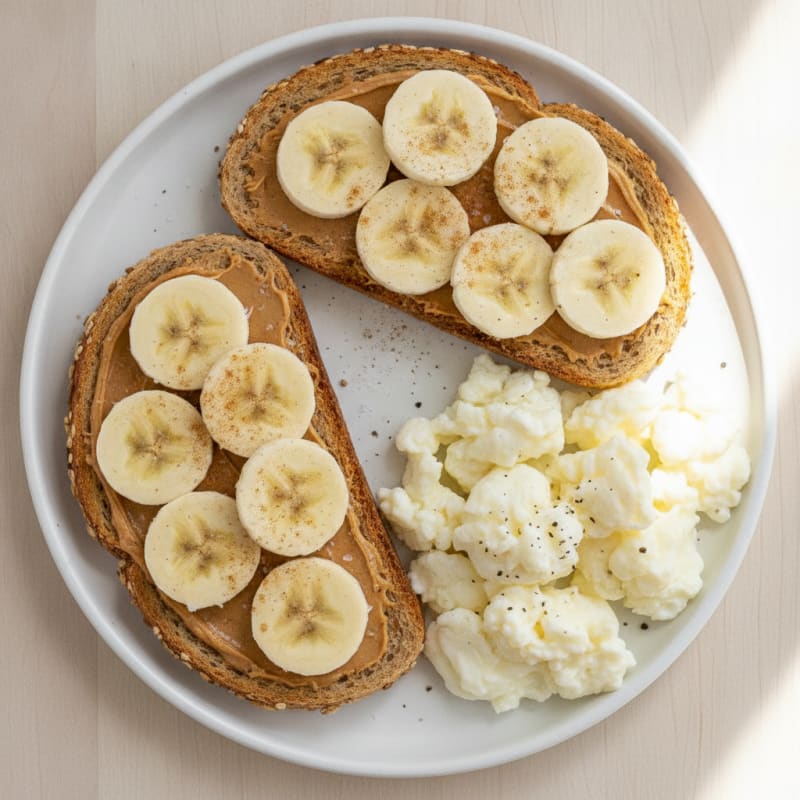 Banana Almond Butter Toast with Fluffy Egg Whites