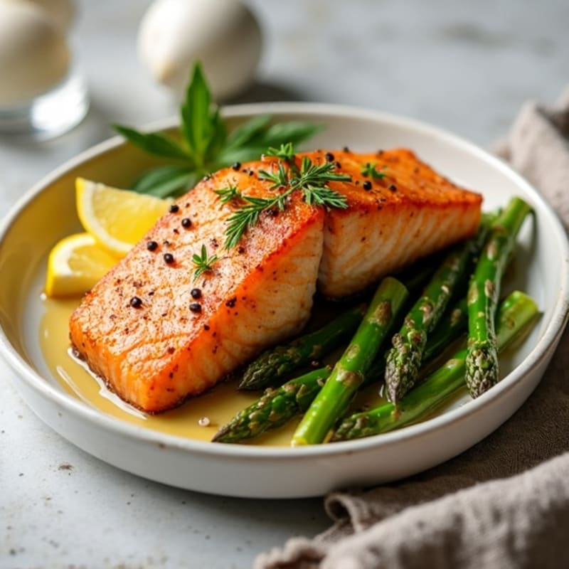 Pan-Seared Crispy Salmon with Roasted Asparagus
