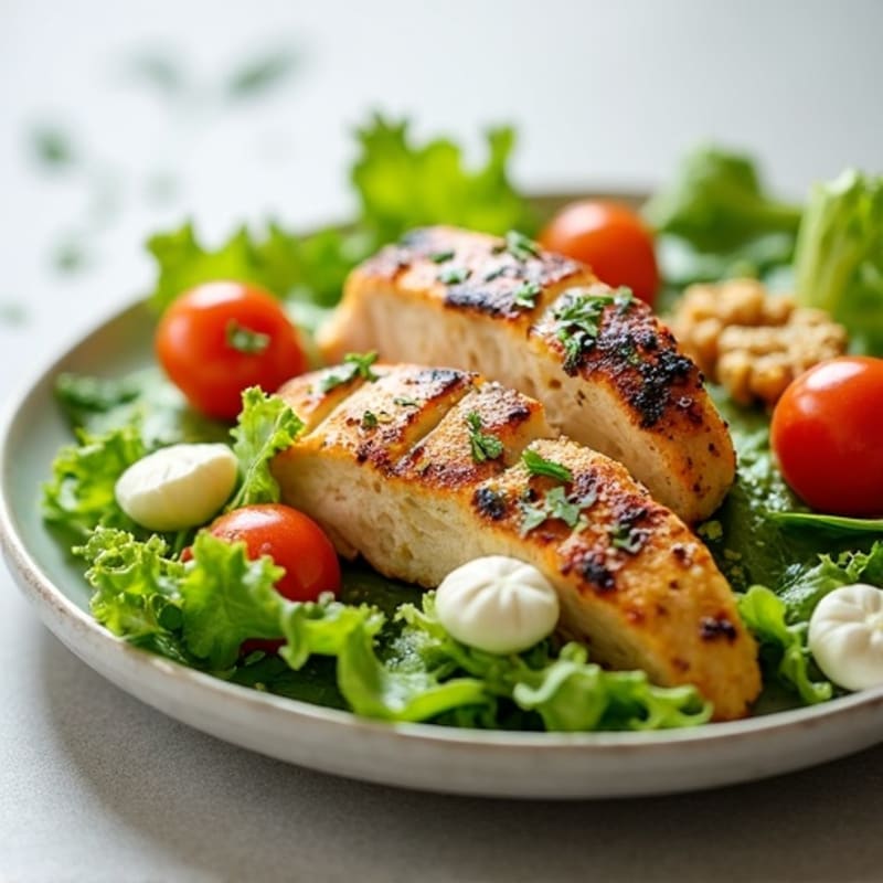 Herb-Grilled Chicken Caesar with Crispy Chickpea Croutons