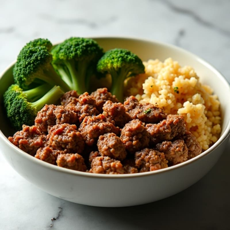 Crispy Ground Beef and Roasted Broccoli Bowl