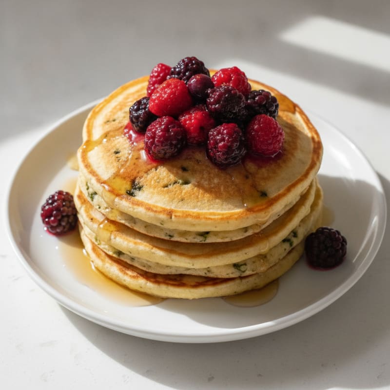 Lemon Ricotta Pancakes with Berry Compote