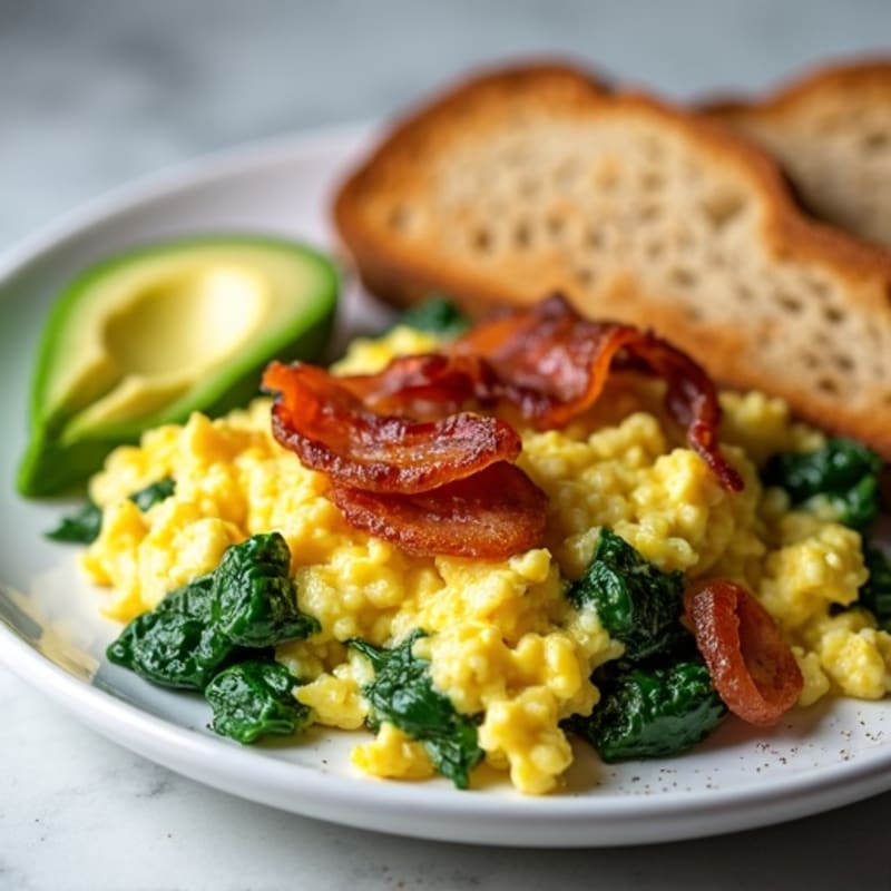 Egg White Scramble with Spinach and Turkey Bacon