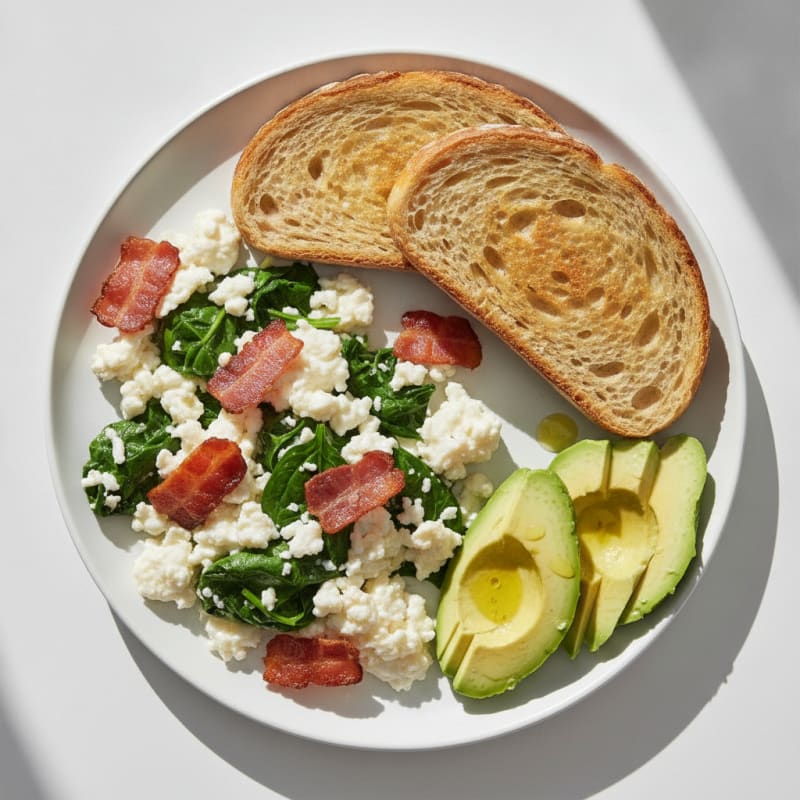 Egg White Scramble with Spinach and Turkey Bacon