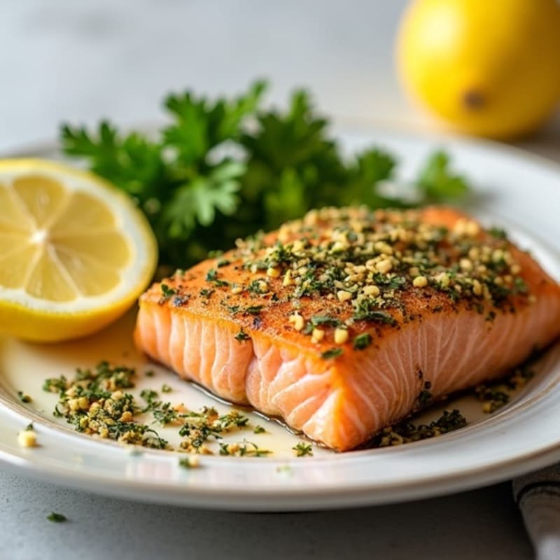 Herb-Crusted Pan Seared Salmon with Lemon
