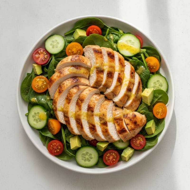 Grilled Chicken and Spinach Salad with Lemon Vinaigrette