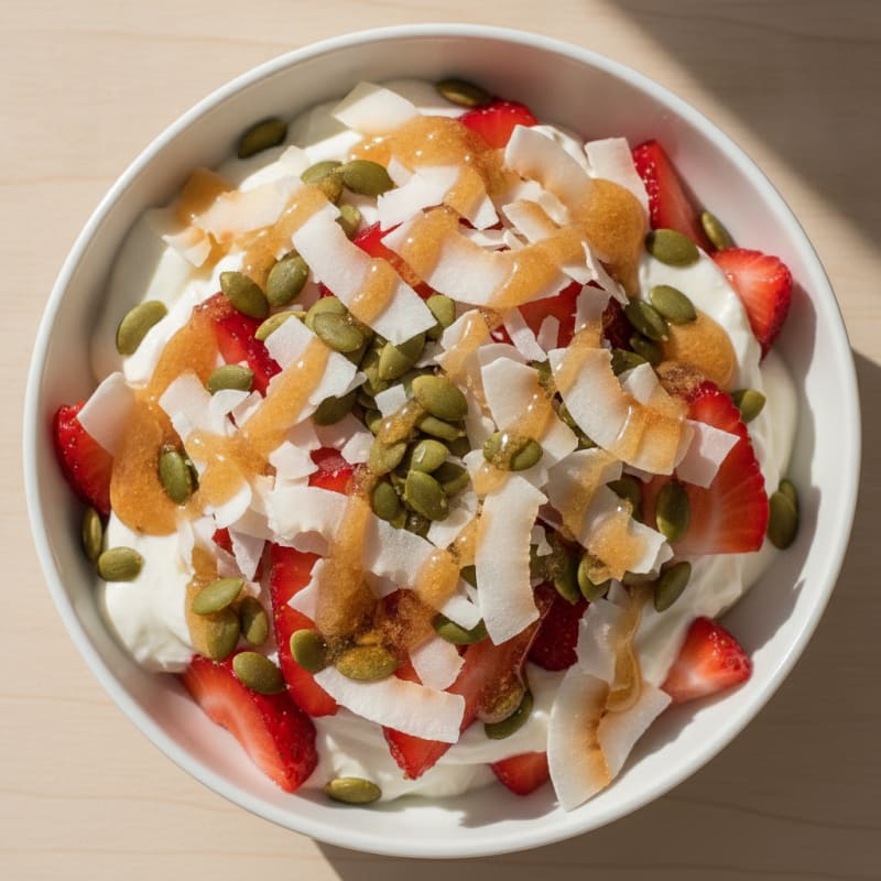 Creamy Greek Yogurt with Fresh Berries and Pumpkin Seeds