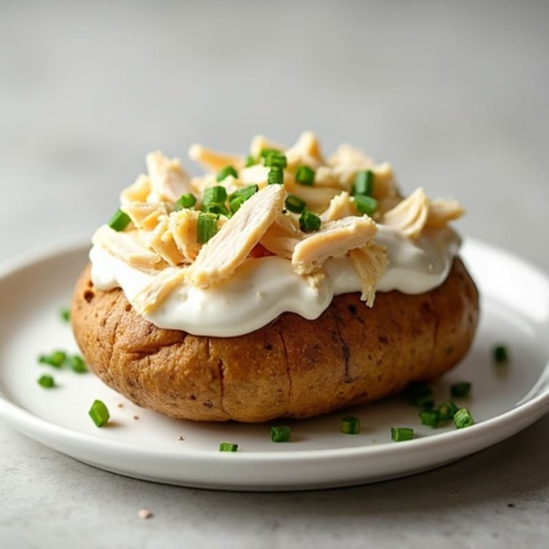 Baked Potato with Creamy Shredded Chicken and Fresh Chives