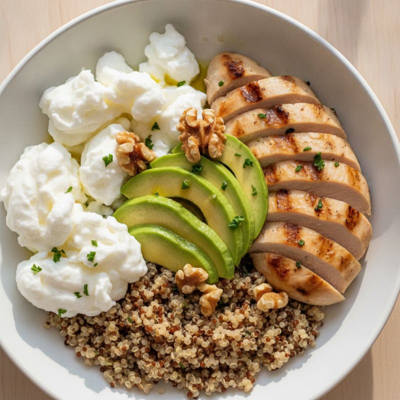 Scrambled Egg Whites with Chicken Breast and Quinoa