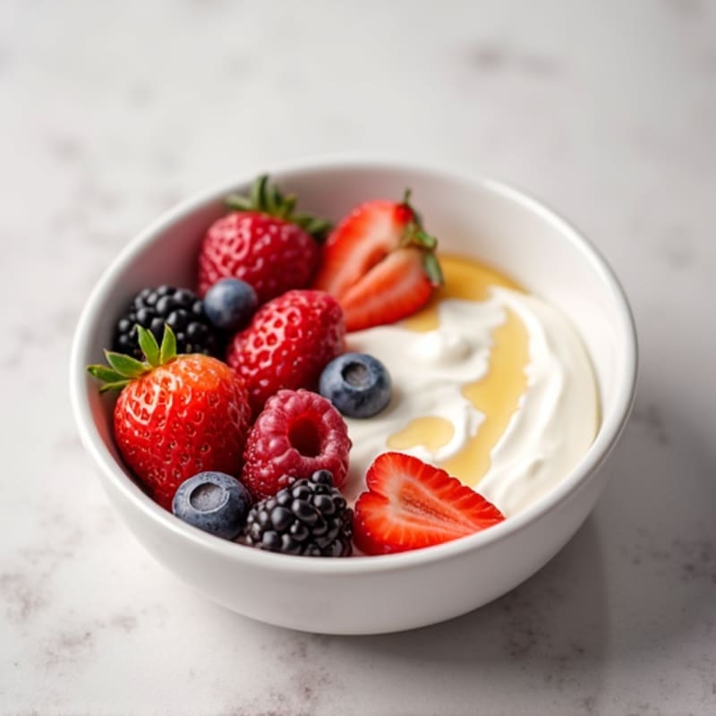 Greek Yogurt with Protein Powder and Fresh Berries