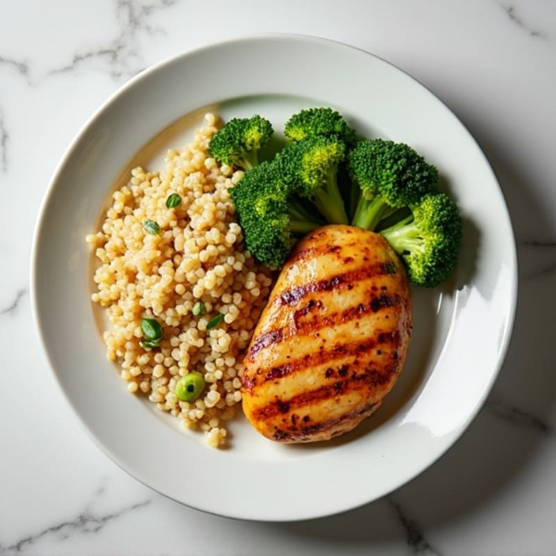 Grilled Chicken Breast with Quinoa and Steamed Broccoli