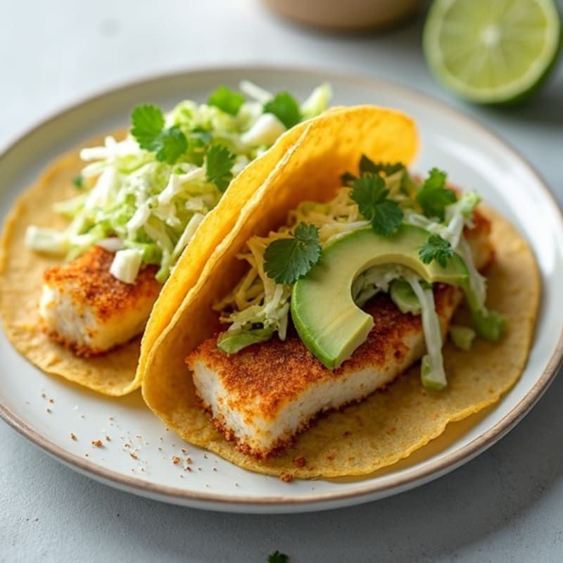 Crispy Baked Fish Tacos with Lime Slaw