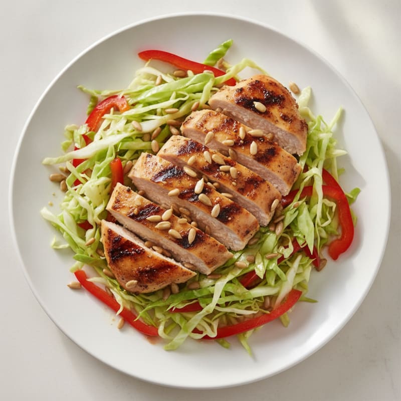 Grilled Chicken Breast with Crunchy Cabbage Slaw