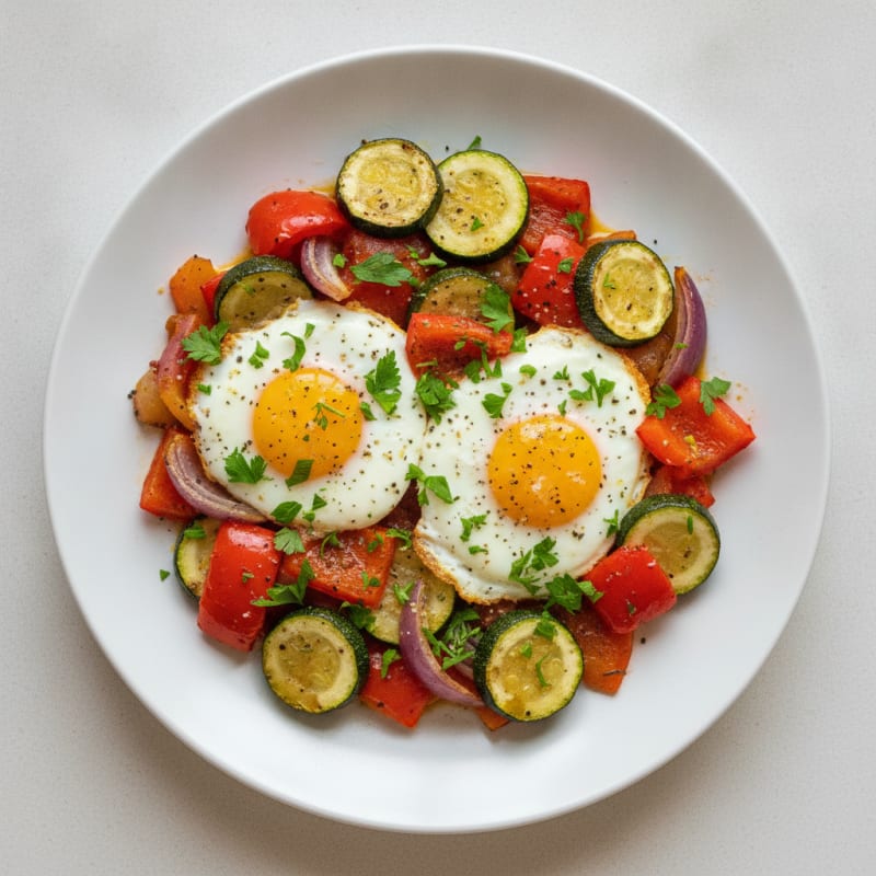 Baked Eggs with Roasted Vegetables