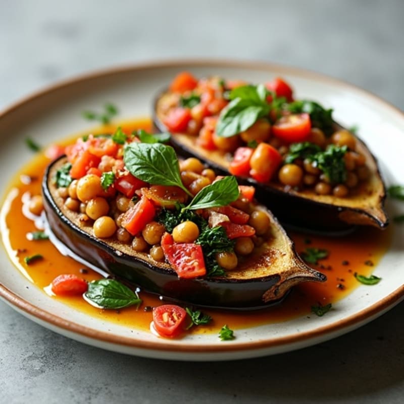 Savory Stuffed Eggplant with Hearty Lentil and Vegetable Filling