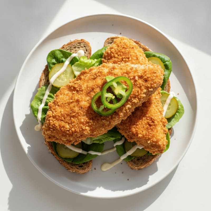 Fried Chicken Open Club Sandwich