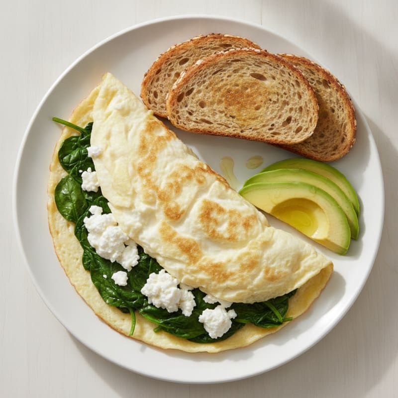 Egg White Spinach Omelet with Cottage Cheese