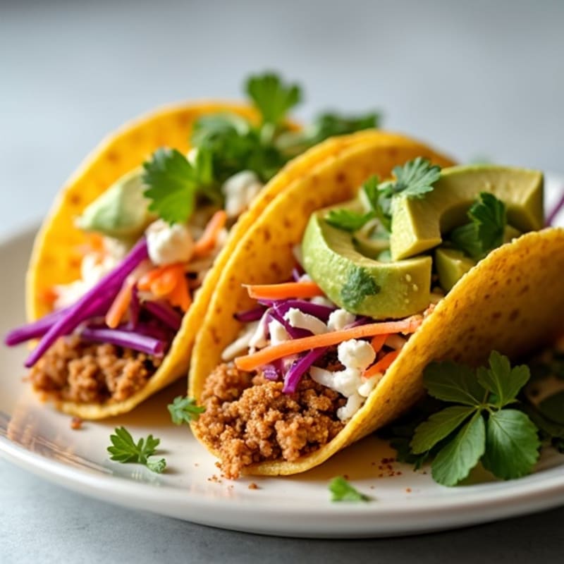 Lean Ground Chicken Tacos with Crispy Slaw and Creamy Avocado Sauce