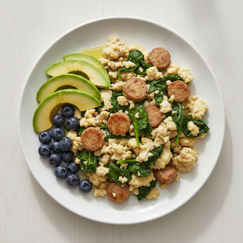 Egg White and Turkey Sausage Scramble with Spinach