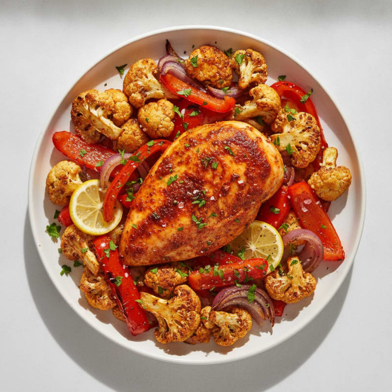 Spicy Harissa Chicken with Roasted Vegetables