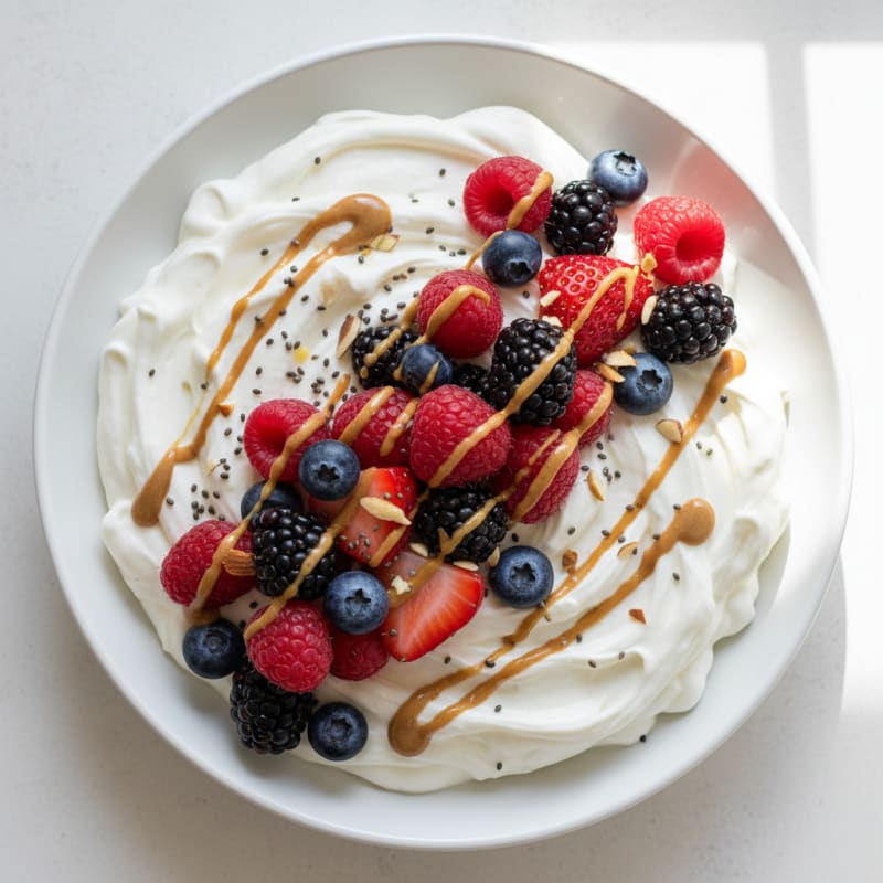 Greek Yogurt Protein Mousse with Mixed Berries