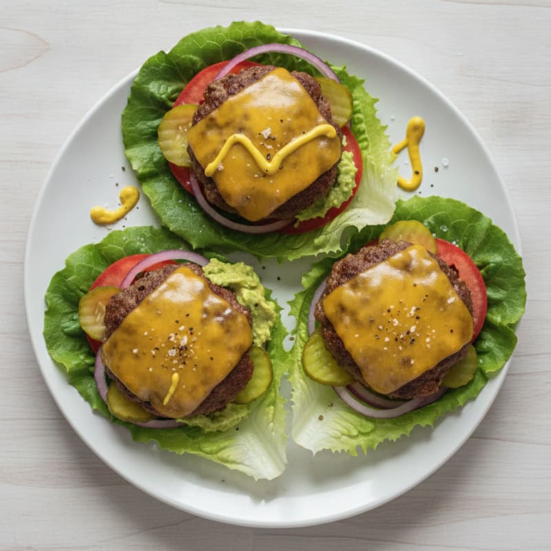 Lean Beef Cheeseburger Lettuce Wraps