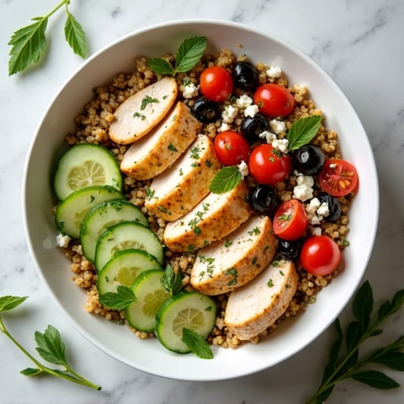 Greek-Style Protein Power Bowl with Lemon Herb Chicken