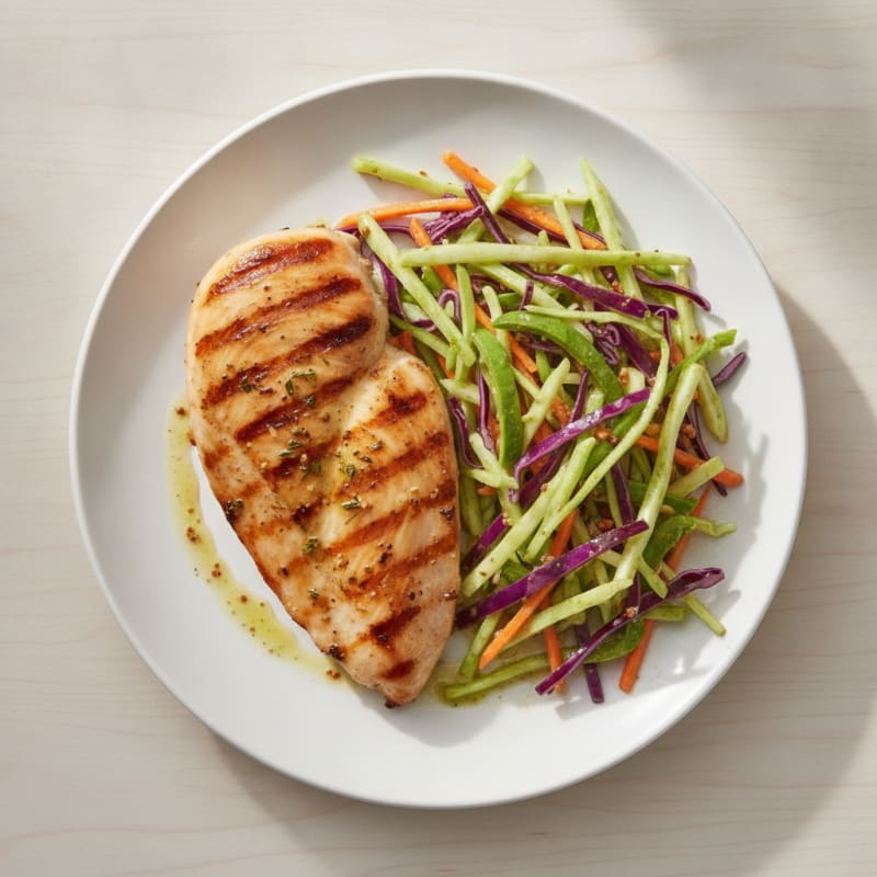 Grilled Chicken Breast with Crunchy Cabbage Slaw