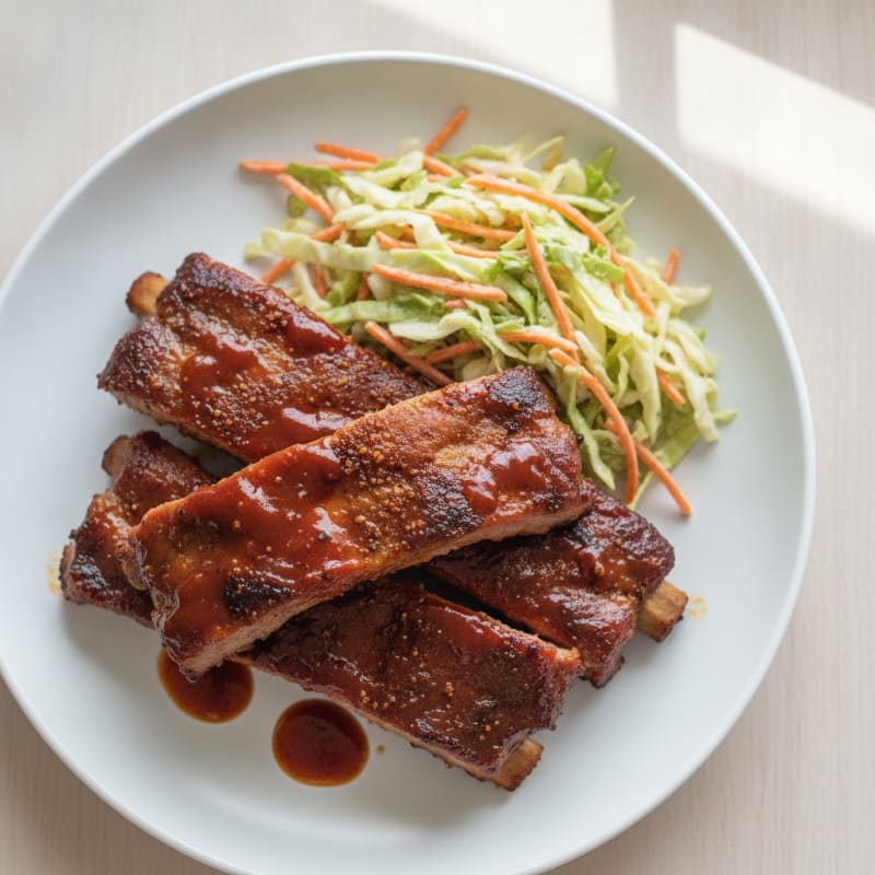 Smoked BBQ Pork Ribs with Tangy Slaw