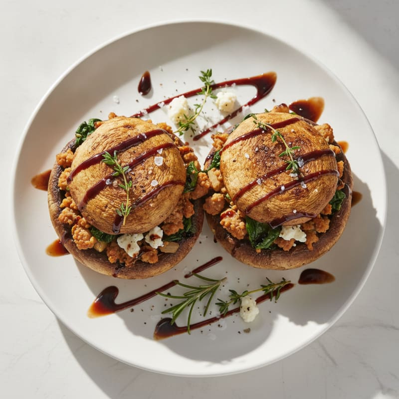 Herb-Stuffed Portobello Mushrooms with Balsamic Glaze