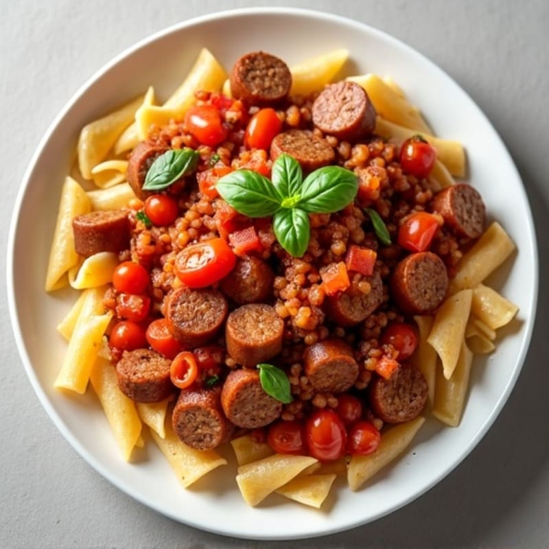 Hearty Lean Sausage Ragu with Whole Grain Pasta