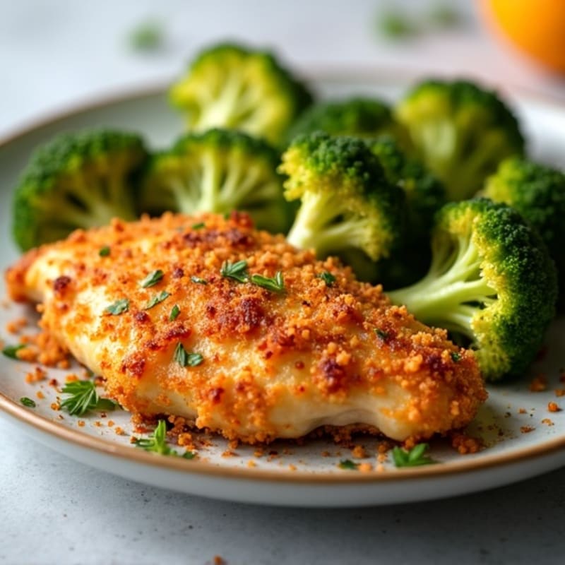 Crispy Baked Orange Chicken with Roasted Broccoli