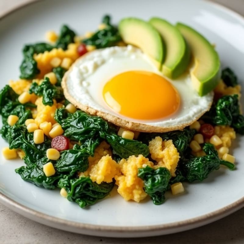 Cottage Cheese and Egg White Scramble with Sautéed Spinach
