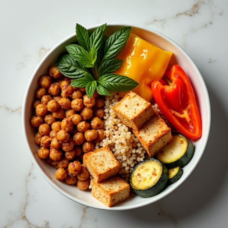 Crispy Lentil-Quinoa Power Bowl with Roasted Vegetables