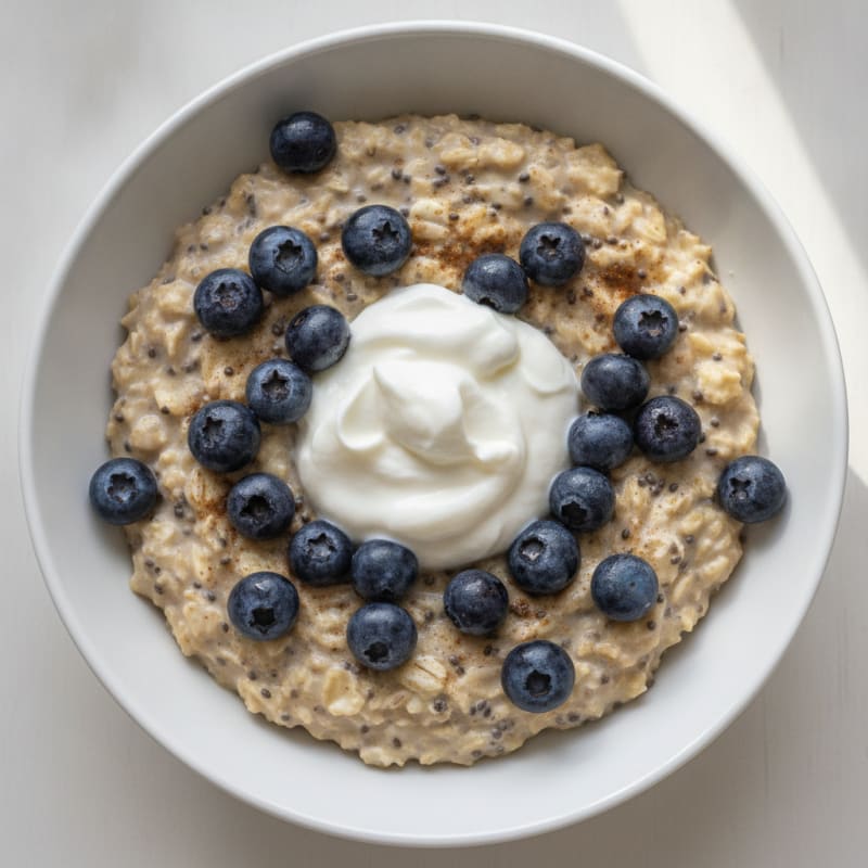 High-Protein Blueberry Chia Seed Oatmeal