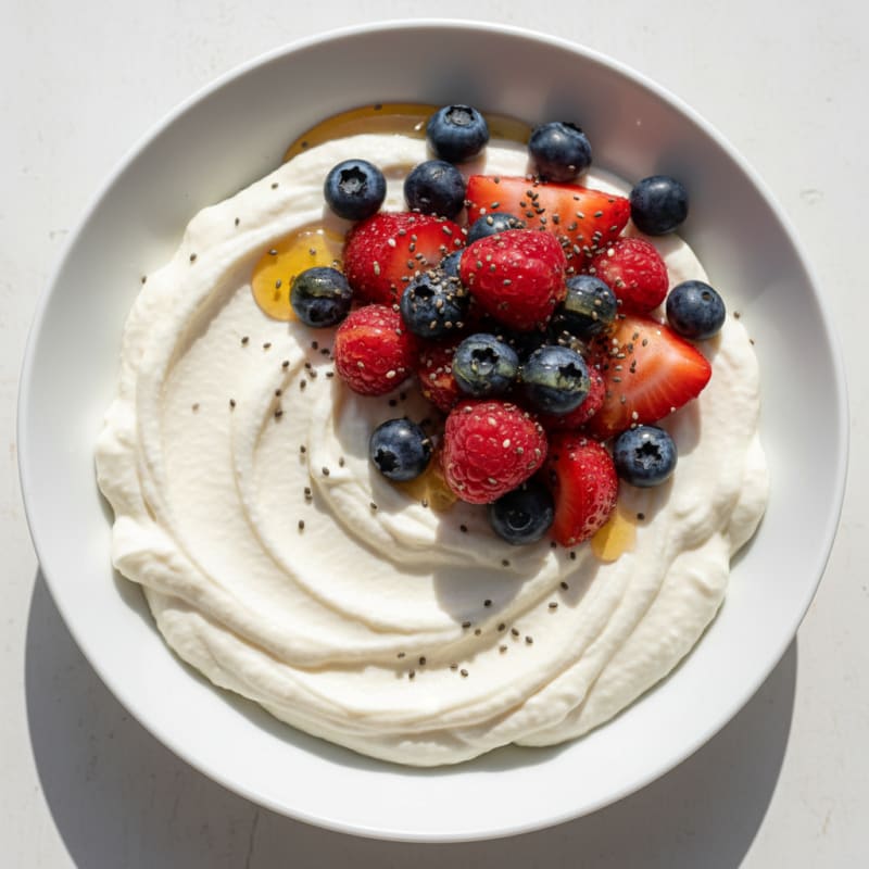 Silky Greek Yogurt Protein Pudding with Mixed Berries
