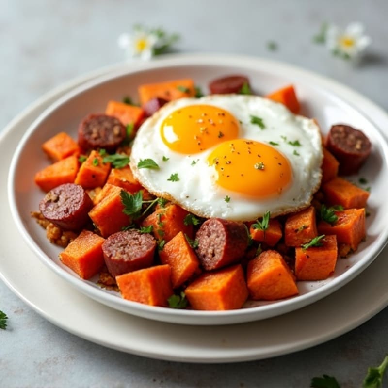 Crispy Sweet Potato Hash with Fried Eggs