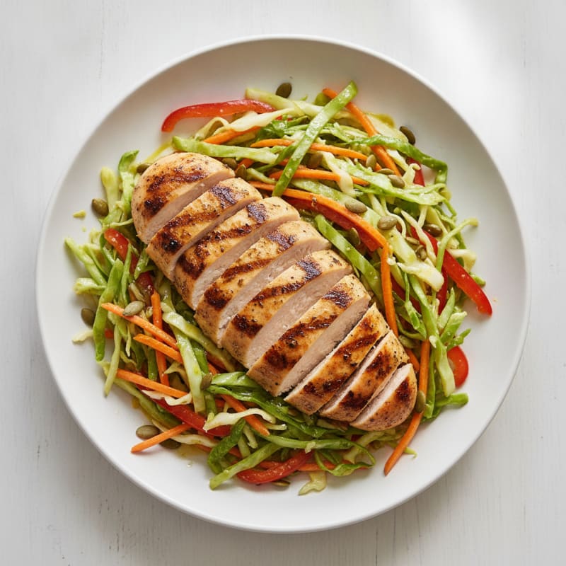 Grilled Chicken Breast with Crunchy Veggie Slaw