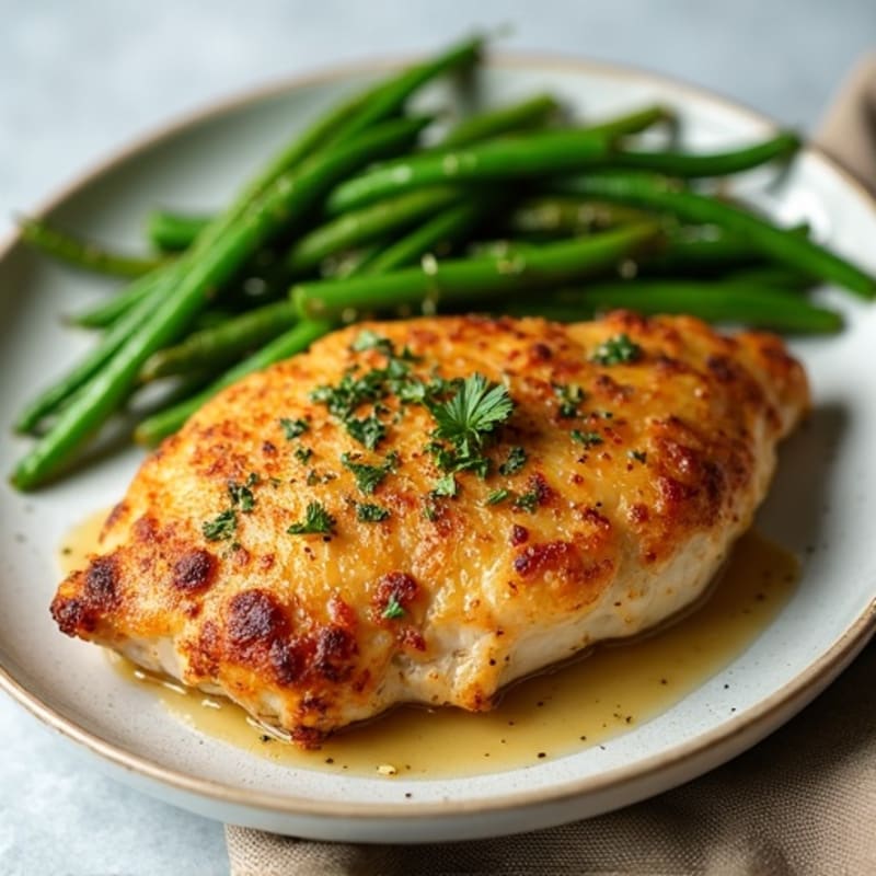 Crispy Herb-Baked Chicken with Roasted Green Beans