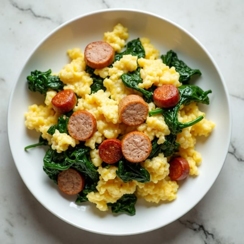 Egg White and Turkey Sausage Scramble with Spinach