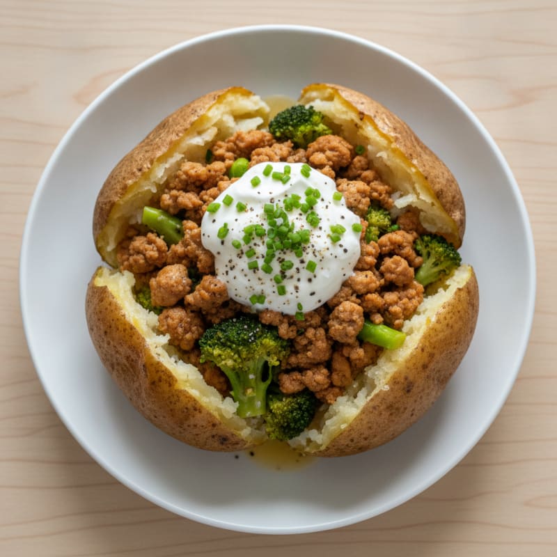 Loaded Turkey and Broccoli Baked Potato
