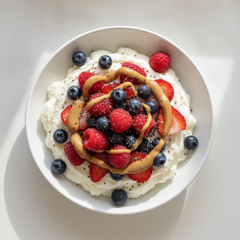 Greek Yogurt Protein Mousse with Mixed Berries